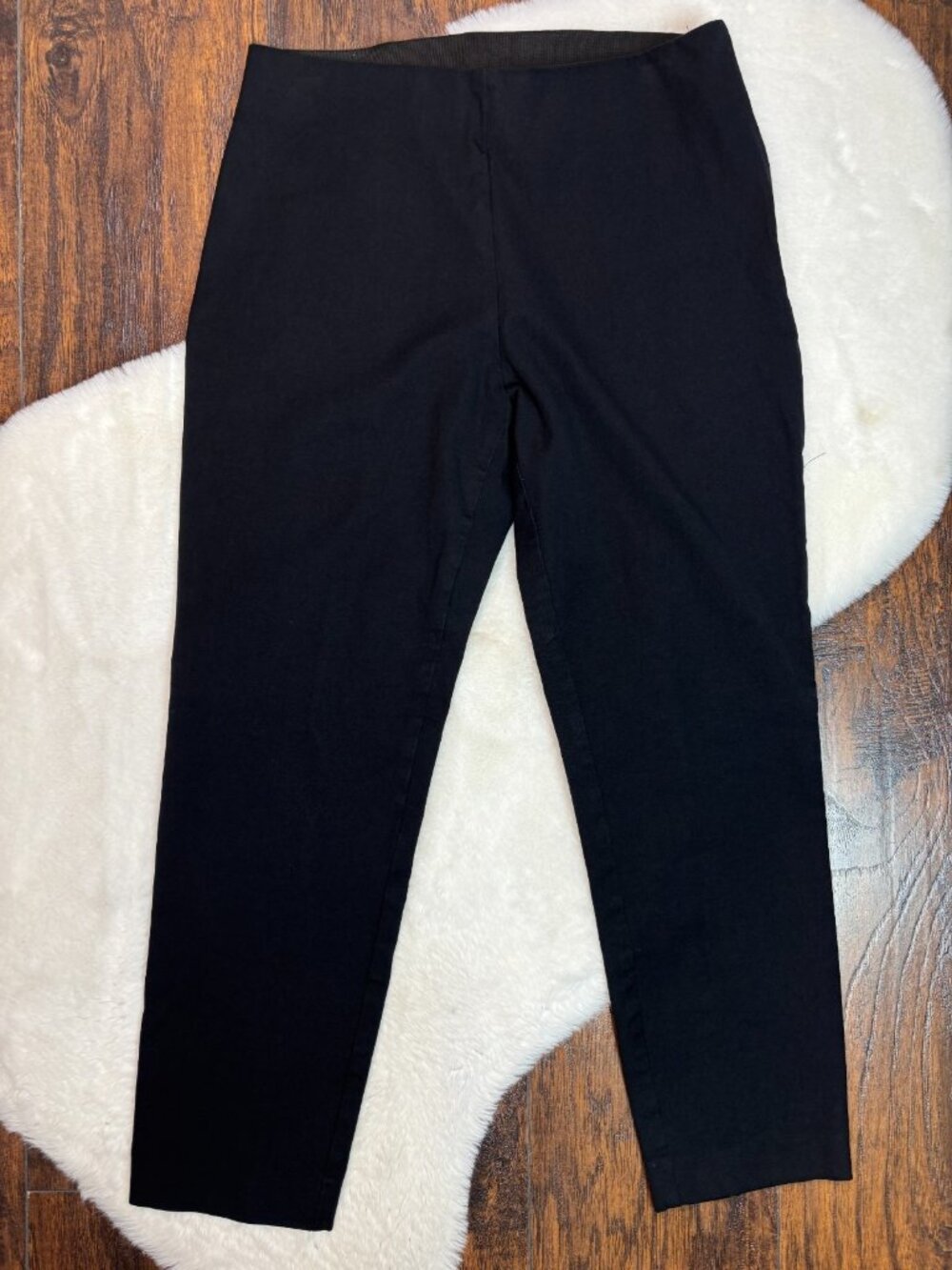 a new day Chino Pants 8 Black Ankle Side-Zip High-Rise Elastic Waist‎ Stretch
